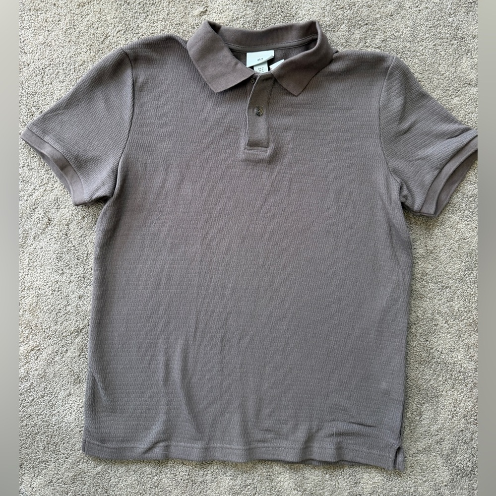 H&M Men's Polo Shirt in Taupe Brown | size Medium - NWT
